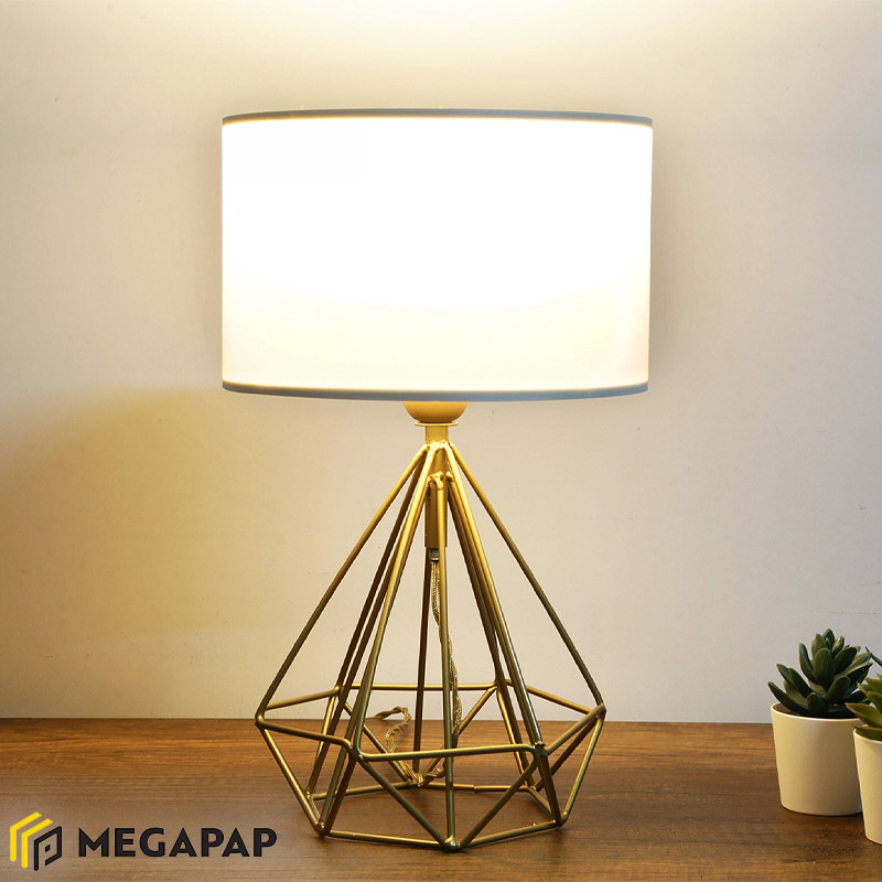 Φωτιστικό Επιτραπέζιο Vanstone Megapap Ύφασμα/Μέταλλο Χρωμα Κρεμ/Χρυσό 24X15X39Εκ.