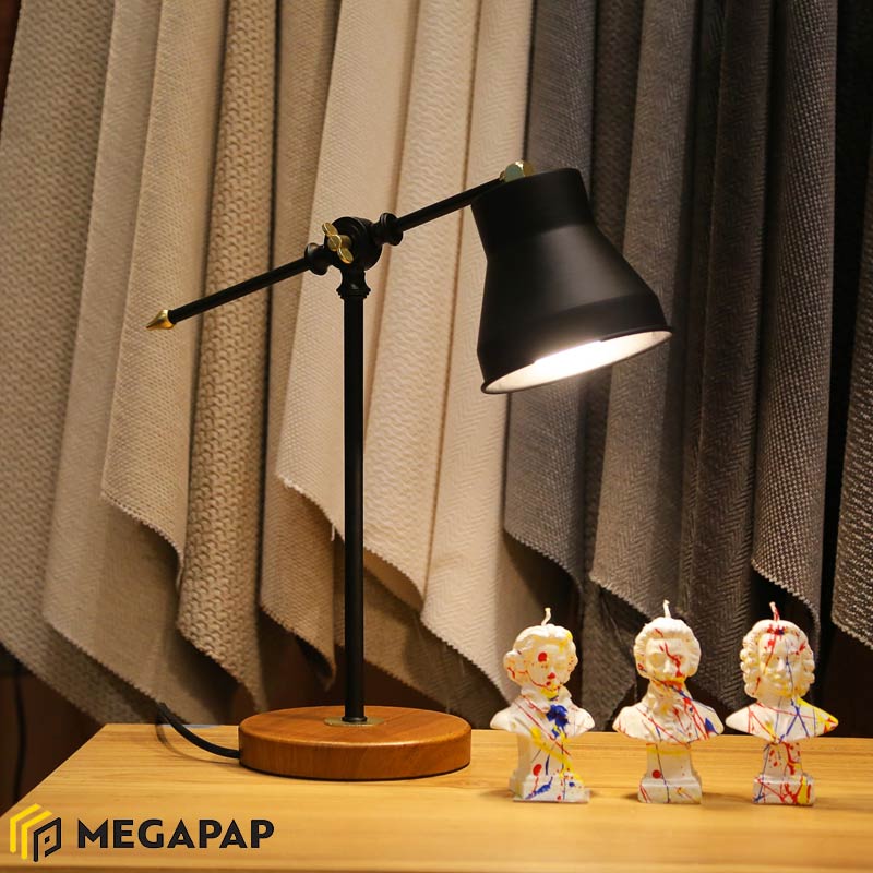 Φωτιστικό Γραφείου Paule Megapap Μέταλλο/Mdf Χρώμα Μαύρο 12X12X44Εκ.