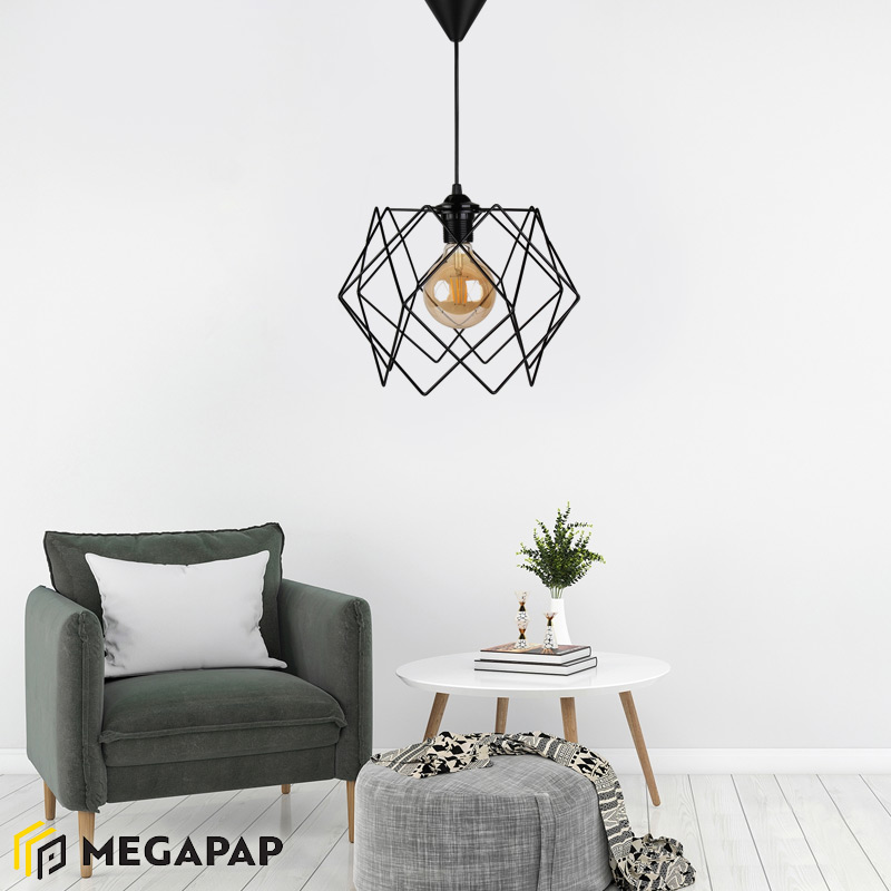 Φωτιστικό Οροφής Pyant Megapap Μεταλλικό Χρώμα Μαύρο 23X17X70Εκ.