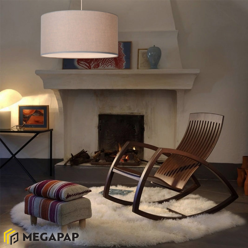 Φωτιστικό Οροφής Wilson Megapap Υφασμάτινο Χρώμα Μπεζ Άμμου 38X20X70Εκ.