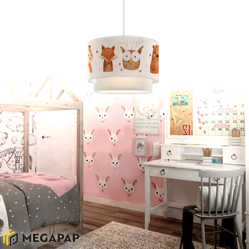 Φωτιστικό Οροφής Peppa Megapap Υφασμάτινο Με Χαριτωμένα Ζωάκια 30X20X70Εκ.