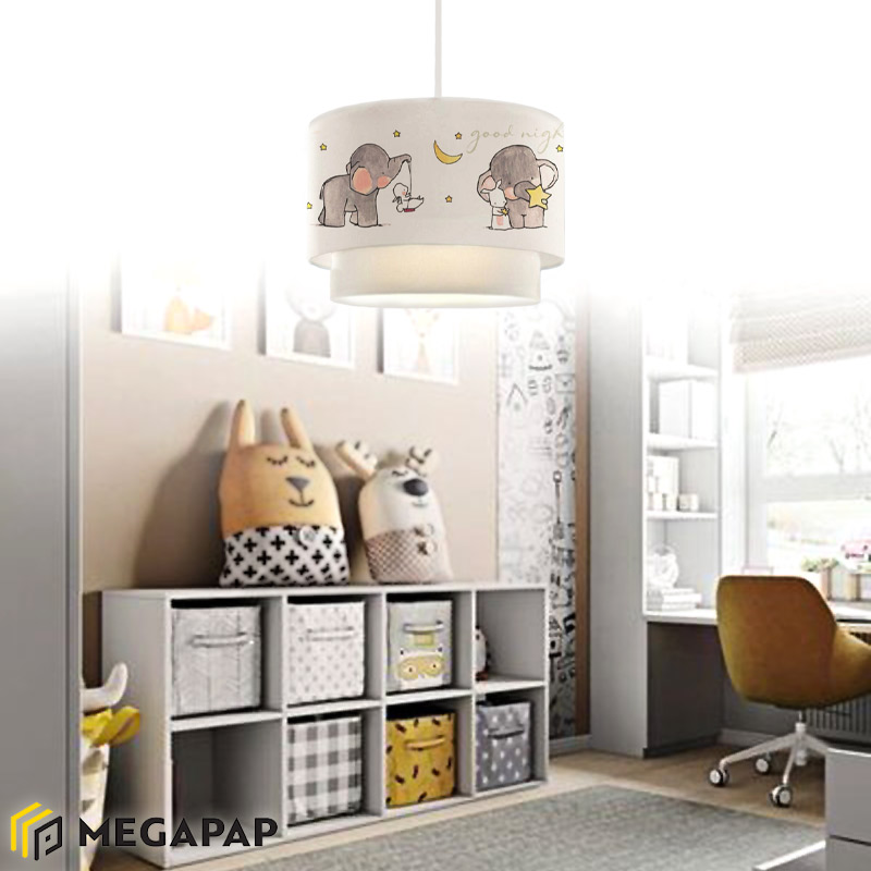 Φωτιστικό Οροφής Peppa Megapap Υφασμάτινο Με Χαρούμενα Ελεφαντάκια 30X20X70Εκ.