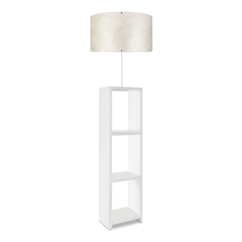 Φωτιστικό Δαπέδου Loyd Megapap Υφασμάτινο/Pvc/Mdf Χρώμα Λευκό 38X38X150Εκ.