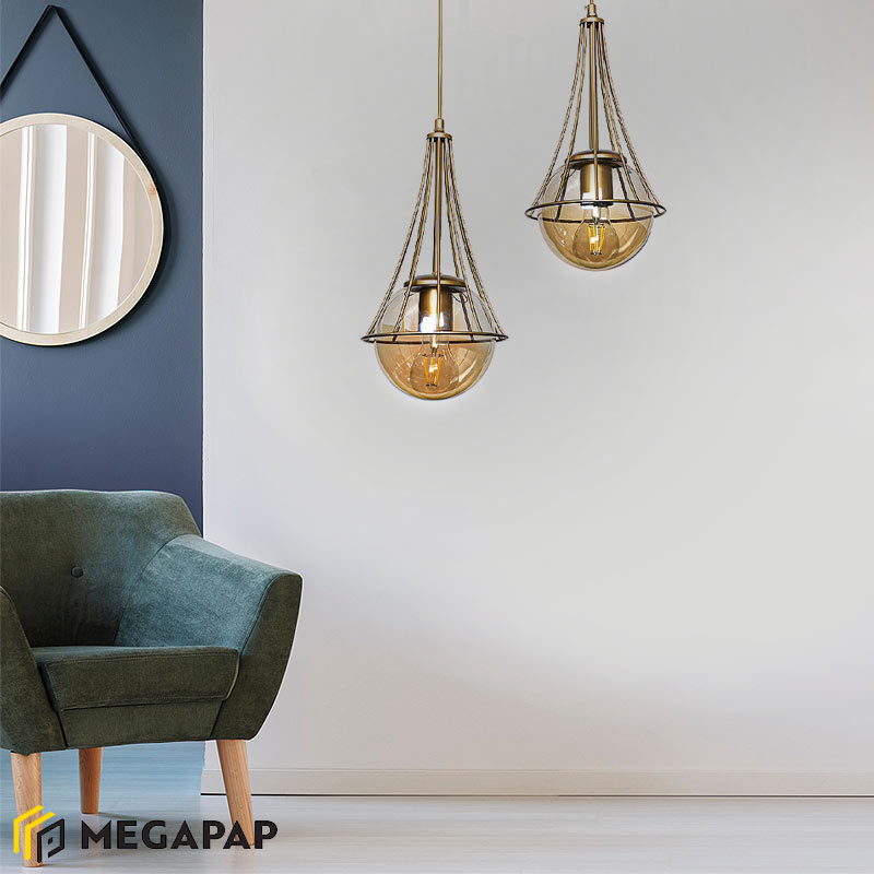 Φωτιστικό Οροφής Cahaya Megapap Μεταλλικό Δίφωτο Χρώμα Χρυσό 40X40X80Εκ. Φωτιστικό Οροφής Cahaya Megapap Μεταλλικό Δίφωτο Χρώμα Χρυσό 40X40X80Εκ.