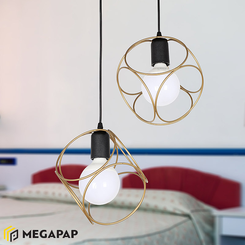 Φωτιστικό Οροφής Nurah Megapap Μεταλλικό Δίφωτο Χρώμα Χρυσό 35X35X70Εκ. Φωτιστικό Οροφής Nurah Megapap Μεταλλικό Δίφωτο Χρώμα Χρυσό 35X35X70Εκ.