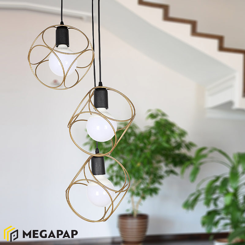 Φωτιστικό Οροφής Helene Megapap Μεταλλικό Τρίφωτο Χρώμα Χρυσό 35X35X90Εκ. Φωτιστικό Οροφής Helene Megapap Μεταλλικό Τρίφωτο Χρώμα Χρυσό 35X35X90Εκ.
