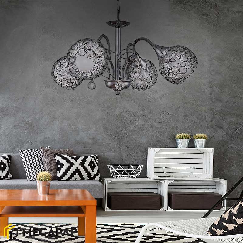 Φωτιστικό Οροφής Dagobert Megapap Μεταλλικό Τετράφωτο Χρώμα Ασημί 58X58X61Εκ. Φωτιστικό Οροφής Dagobert Megapap Μεταλλικό Τετράφωτο Χρώμα Ασημί 58X58X61Εκ.