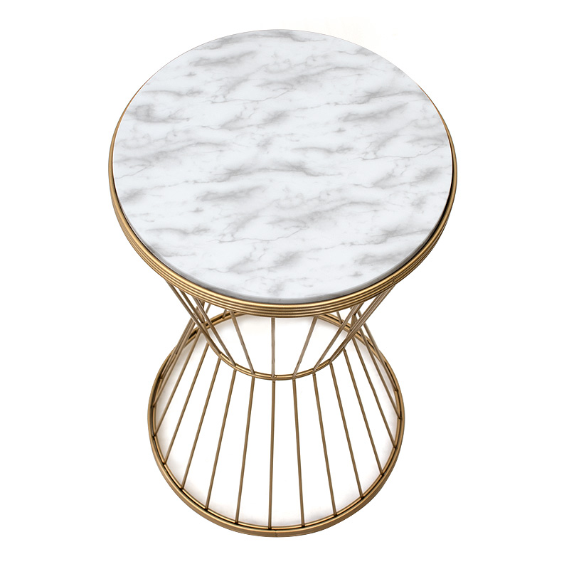 Βοηθητικό Τραπεζάκι Hoffman Megapap Μεταλλικό - Mdf Χρώμα Λευκό - Χρυσό 35X35X58Εκ.