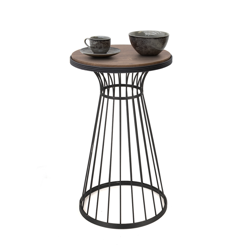 Βοηθητικό Τραπεζάκι Tekosi Megapap Μεταλλικό - Mdf Χρώμα Μαύρο - Καρυδί 35X35X58Εκ.