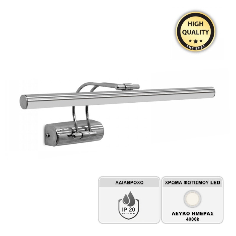 Απλίκα Καθρέπτη Μπάνιου Led Strop Megapap Μεταλλική Χρώμα Χρωμίου 35Εκ.