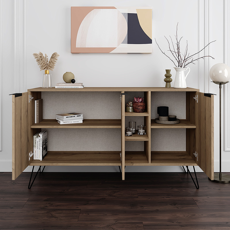 Μπουφές Clara Megapap Χρώμα Ανοιχτό Καρυδί 142X35,6X83Εκ.