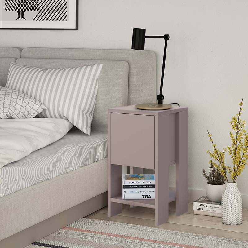 Κομοδίνο Μελαμίνης Ema Megapap Χρώμα Ανοιχτή Μόκα 30X30X55Εκ.