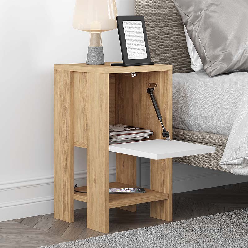 Κομοδίνο Ema Megapap Χρώμα Sapphire Oak - Λευκό 30X30X55Εκ.