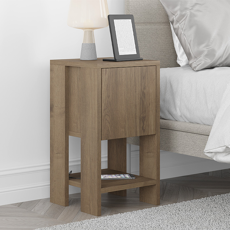 Κομοδίνο Ema Megapap Χρώμα Ανοιχτό Καρυδί 30X30X55Εκ.