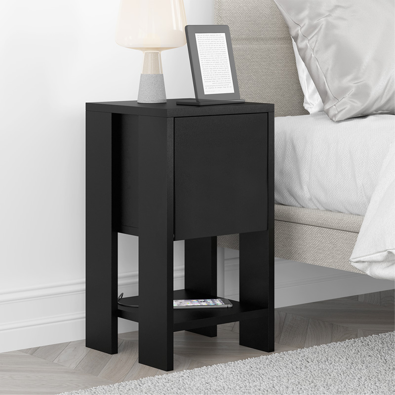 Κομοδίνο Ema Megapap Χρώμα Μαύρο 30X30X55Εκ.