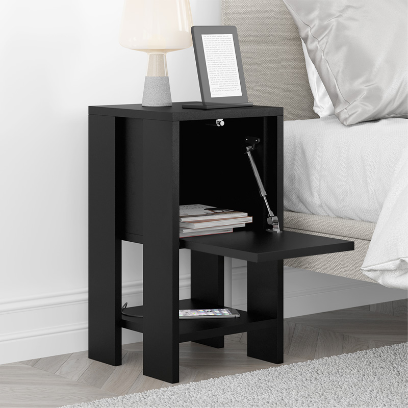 Κομοδίνο Ema Megapap Χρώμα Μαύρο 30X30X55Εκ.