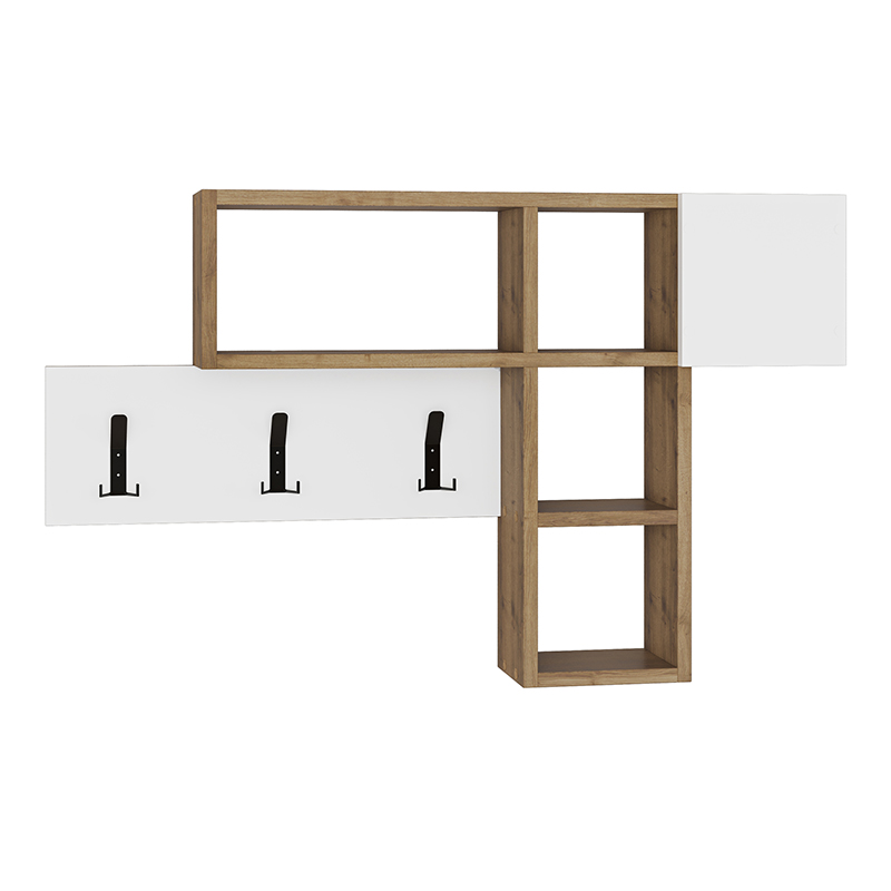 Κρεμάστρα Τοίχου Felman Megapap Από Μελαμίνη Χρώμα Φυσικό Οξιάς - Λευκό 99,5X15X61Εκ.