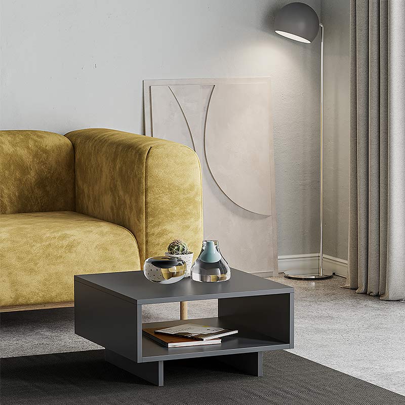 Τραπεζάκι Σαλονιού Freja Megapap Μελαμίνης Χρώμα Ανθρακί 60X60X32Εκ.