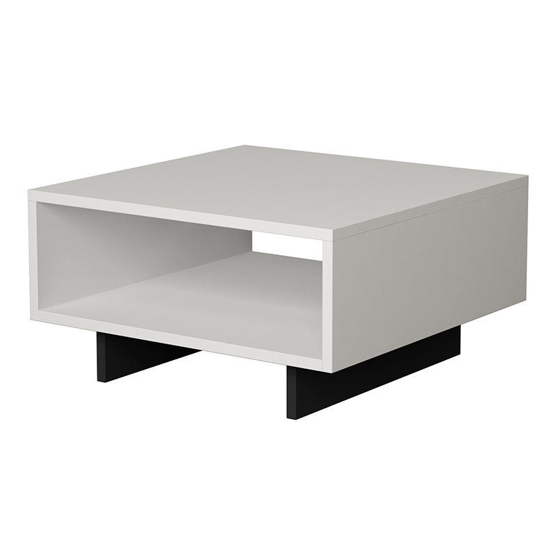 Τραπεζάκι Σαλονιού Freja Megapap Μελαμίνης Χρώμα Λευκό - Ανθρακί 60X60X32Εκ.