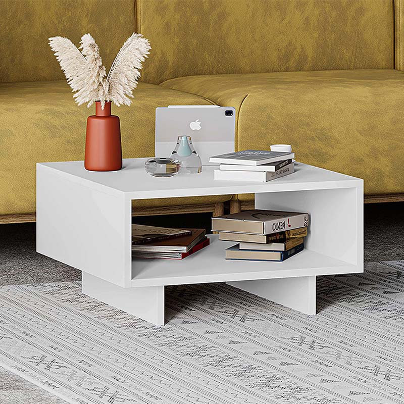 Τραπεζάκι Σαλονιού Hola Megapap Μελαμίνης Χρώμα Λευκό 60X60X32Εκ.