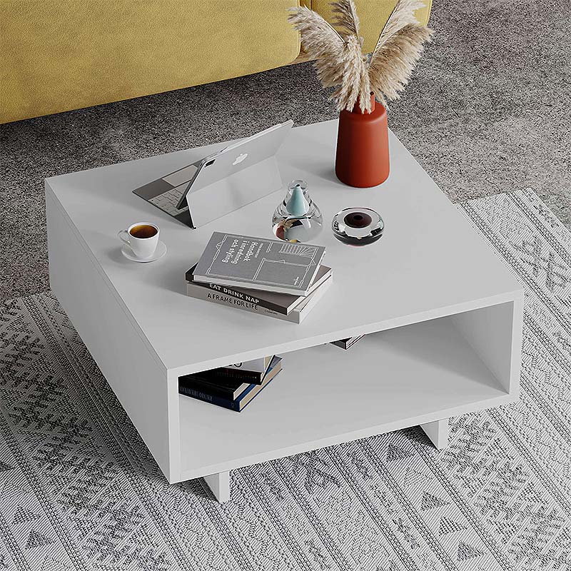 Τραπεζάκι Σαλονιού Hola Megapap Μελαμίνης Χρώμα Λευκό 60X60X32Εκ.