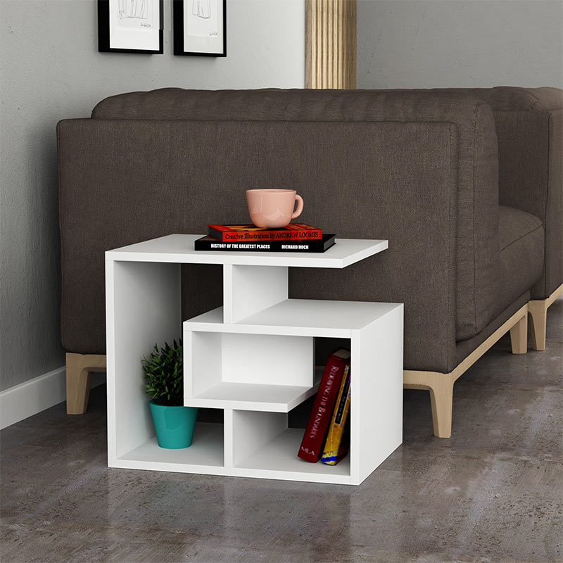 Βοηθητικό Τραπεζάκι Μελαμίνης Dedalo Megapap Χρώμα Λευκό 54X40X45Εκ.