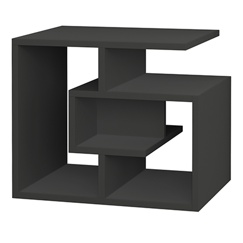 Βοηθητικό Τραπεζάκι Labirent Megapap Από Μελαμίνη Χρώμα Ανθρακί 54X40X45Εκ.