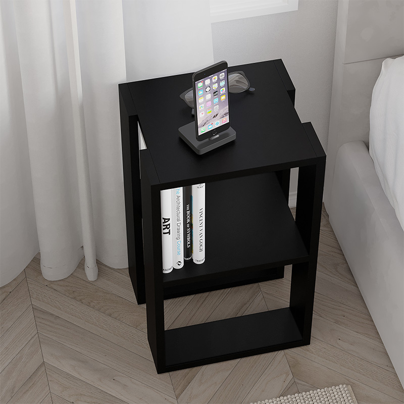 Κομοδίνο - Τραπεζάκι Βοηθητικό Lonie Megapap Χρώμα Μαύρο 34X30X55Εκ.