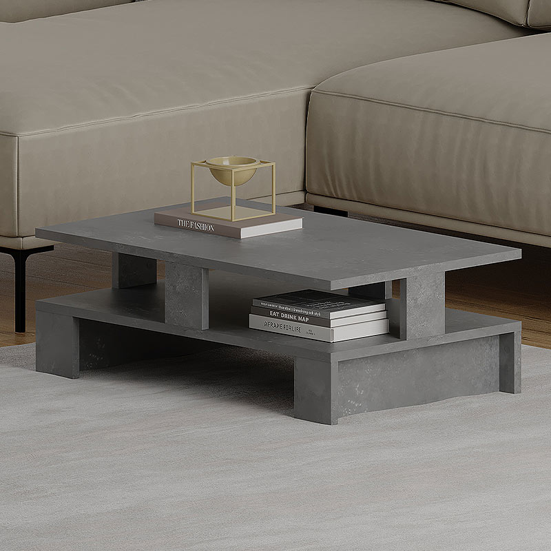 Τραπεζάκι Σαλονιού Doze Megapap Μελαμίνης Χρώμα Γκρι Ρετρό 80X50X27Εκ.