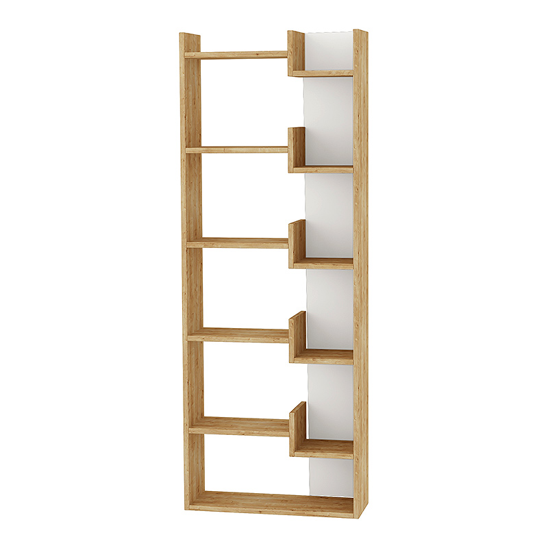 Βιβλιοθήκη Μελαμίνης Helmut Megapap Χρώμα Φυσικό Οξιάς/Λευκό 60X22X162Εκ.