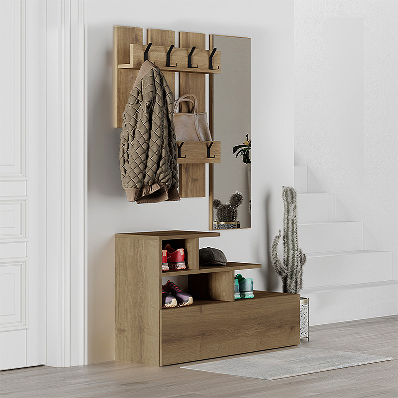 Έπιπλο Εισόδου Vesty Megapap Χρώμα Ανοιχτό Καρυδί 100X30X61Εκ.