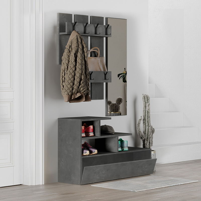 Έπιπλο Εισόδου Vesty Megapap Χρώμα Γκρι Ρετρό 100X30X61Εκ.