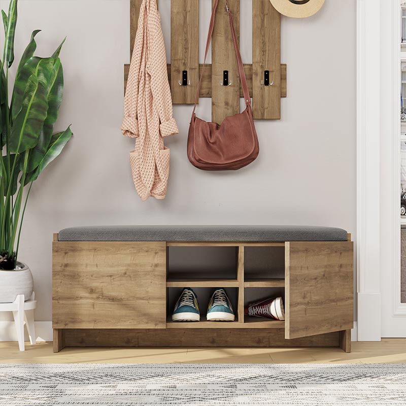 Έπιπλο Εισόδου Cecilia Megapap Από Μελαμίνη Χρώμα Ανοιχτό Καφέ 110X37X43Εκ.