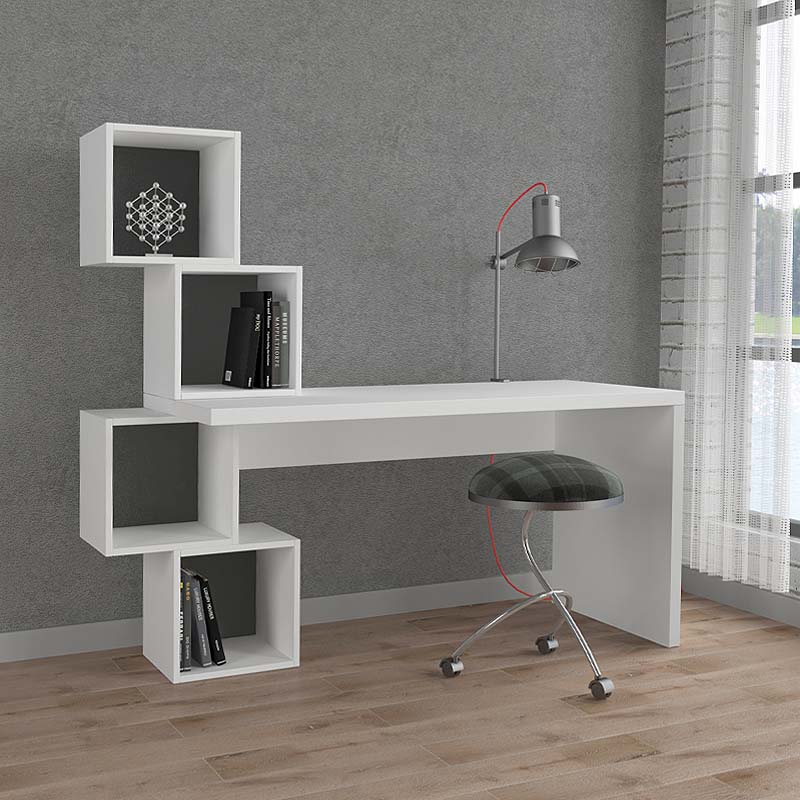 Γραφείο Εργασίας Balance Megapap Από Μελαμίνη Χρώμα Λευκό 153,5X60X143Εκ