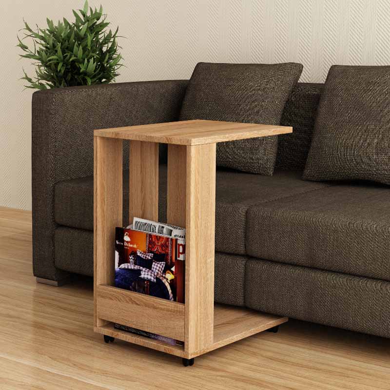 Τραπεζάκι Βοηθητικό Edi Megapap Μελαμίνης Χρώμα Φυσικό Οξιάς 37X45X60Εκ.