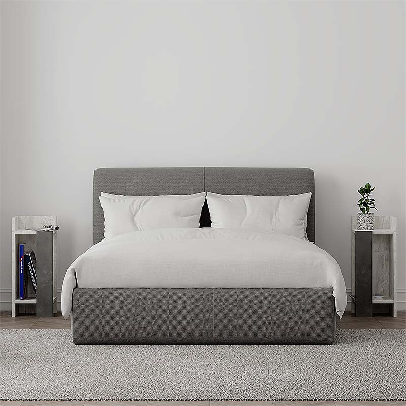 Κομοδίνο Μελαμίνης Elos Megapap Σετ 2 Τεμαχίων Χρώμα Λευκό Αντικέ - Γκρι Ρετρό 25X27X60Εκ.