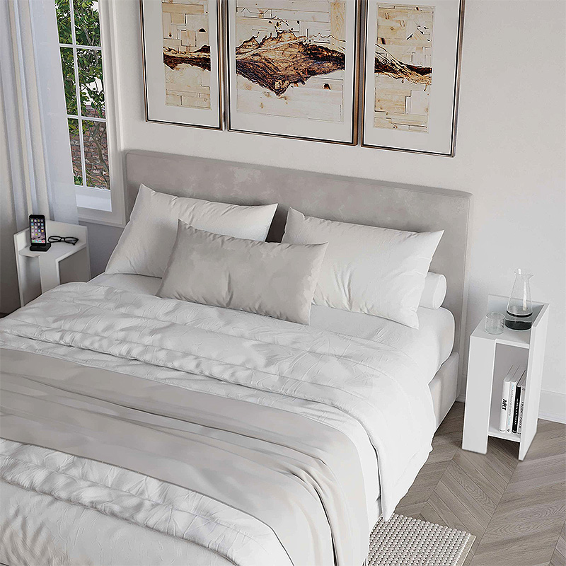 Κομοδίνο Elos Megapap Σετ 2 Τεμαχίων Χρώμα Λευκό 25X27X60Εκ.