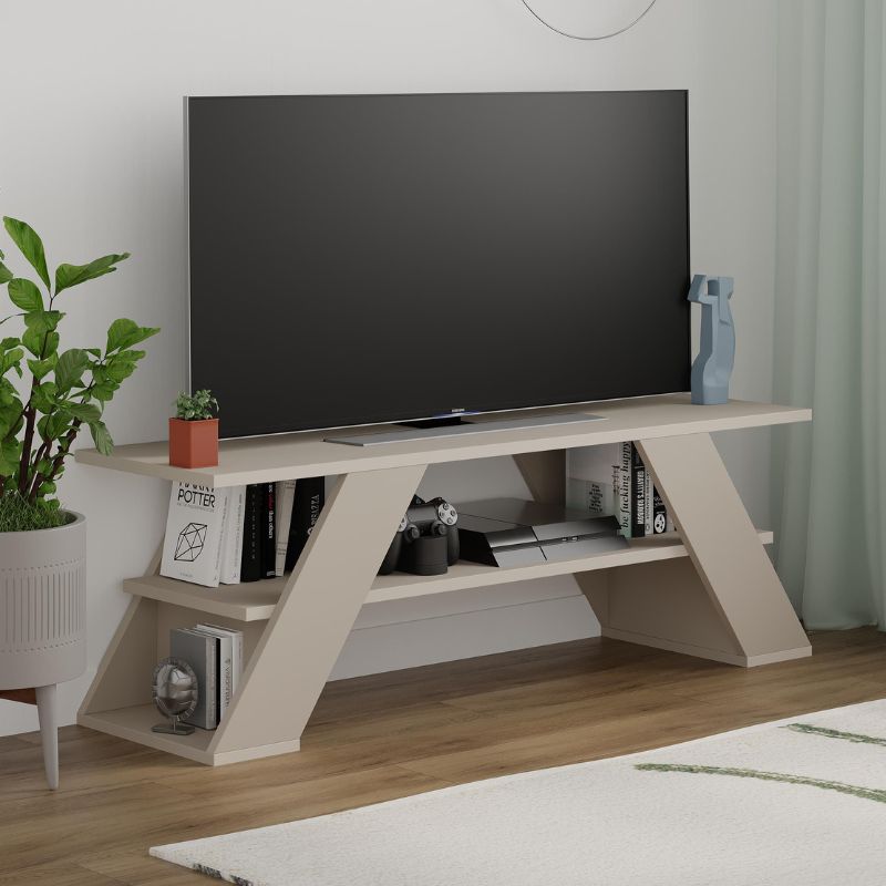 Έπιπλο Τηλεόρασης Farfalla Megapap Χρώμα Sandstone 120X33,5X40Εκ.