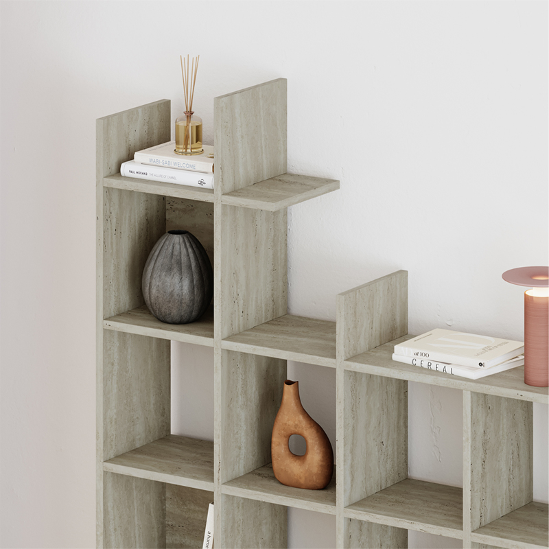 Βιβλιοθήκη Manco Megapap Χρώμα Travertine 122X25,5X188Εκ.