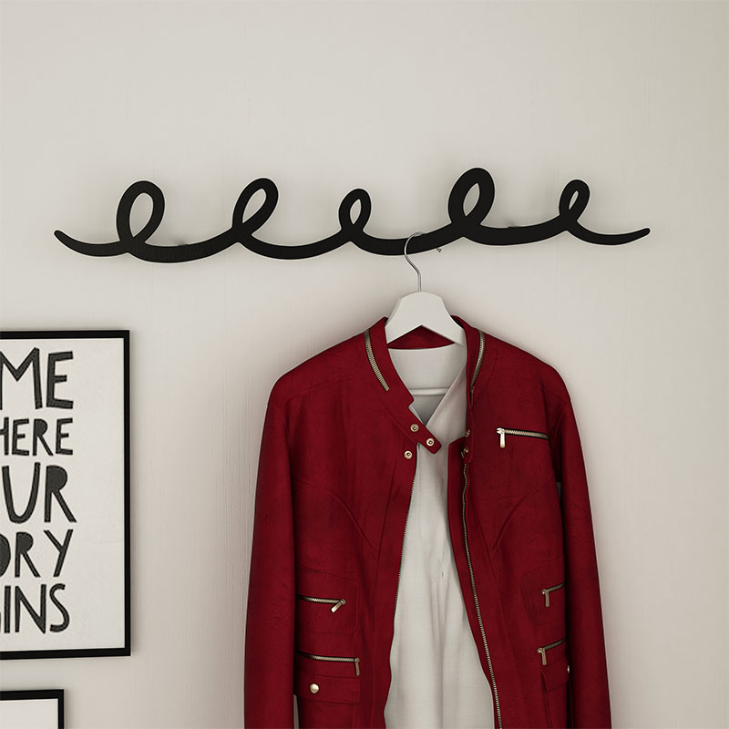 Κρεμάστρα Τοίχου Sing Megapap Μεταλλική Χρώμα Μαύρο 84X3X12Εκ.