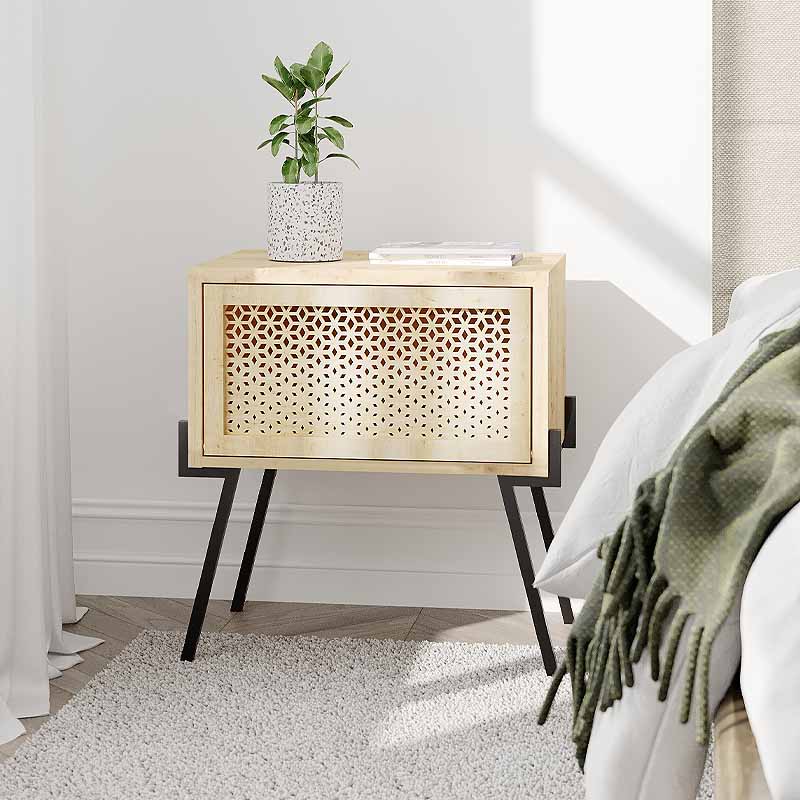 Κομοδίνο Μελαμίνης Naive Megapap Χρώμα Φυσικό Οξιάς 48X34X51Εκ.