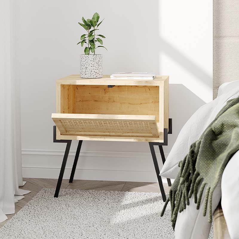 Κομοδίνο Μελαμίνης Naive Megapap Χρώμα Φυσικό Οξιάς 48X34X51Εκ.