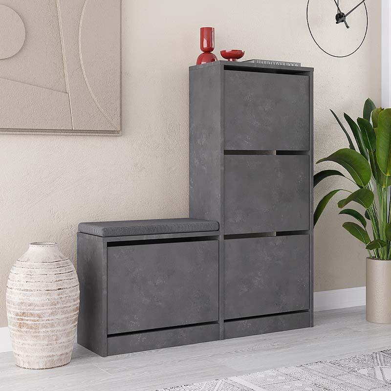 Παπουτσοθήκη Μελαμίνης Dude Megapap Χρώμα Γκρι Ρετρό 104,8X26X118,5Εκ.