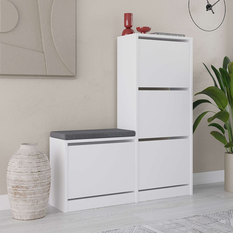 Παπουτσοθήκη Μελαμίνης Dude Megapap Χρώμα Λευκό 104,8X26X118,5Εκ. Παπουτσοθήκη Μελαμίνης Dude Megapap Χρώμα Λευκό 104,8X26X118,5Εκ.