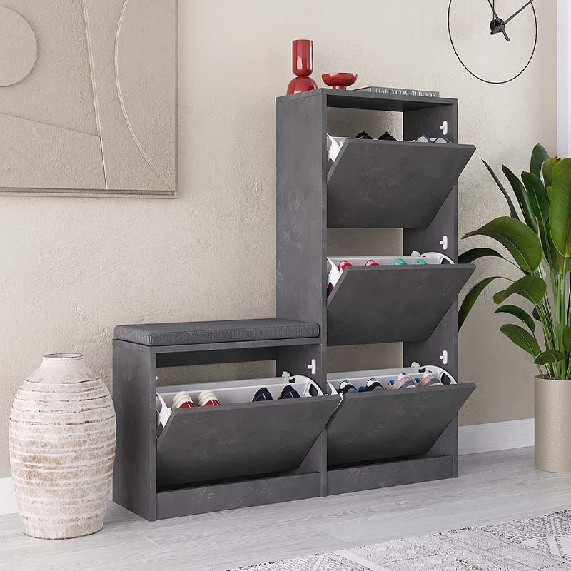 Παπουτσοθήκη Μελαμίνης Dude Megapap Χρώμα Γκρι Ρετρό 104,8X26X118,5Εκ. Παπουτσοθήκη Μελαμίνης Dude Megapap Χρώμα Γκρι Ρετρό 104,8X26X118,5Εκ.