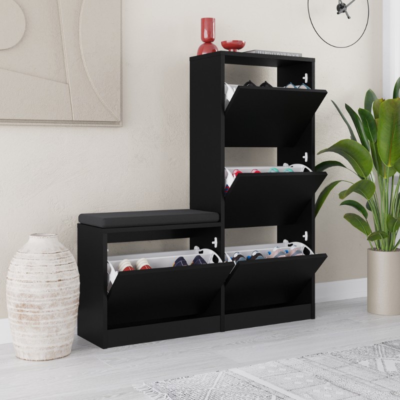 Παπουτσοθήκη Μελαμίνης Dude Megapap Χρώμα Μαύρο 104,8X26X118,5Εκ. Παπουτσοθήκη Μελαμίνης Dude Megapap Χρώμα Μαύρο 104,8X26X118,5Εκ.