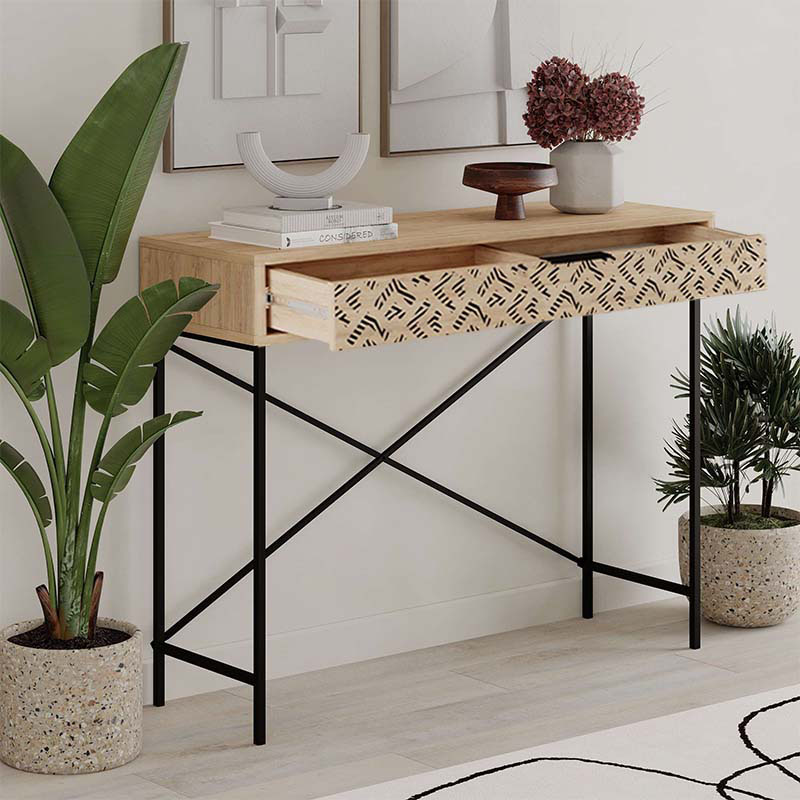 Κονσόλα Giovanni Megapap Μεταλλική - Μελαμίνης Χρώμα Sapphire Oak 110X35,6X90Εκ.