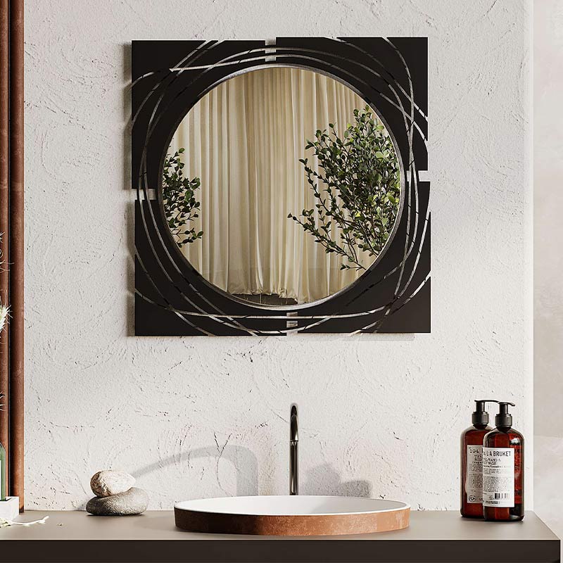 Καθρέπτης Τοίχου Hulla Megapap Από Μέταλλο Χρώμα Μαύρο 55,6X2X55,6Εκ.