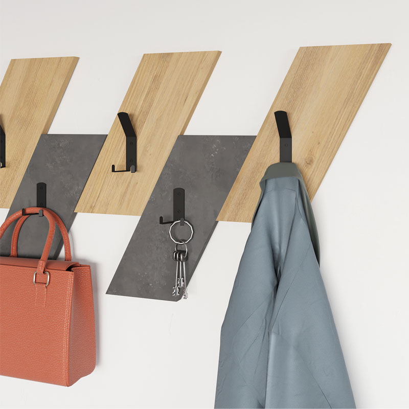 Κρεμάστρα Τοίχου Livy Megapap Χρώμα Sapphire Oak - Γκρι Ρετρό 75,2X1,8X45,3Εκ.