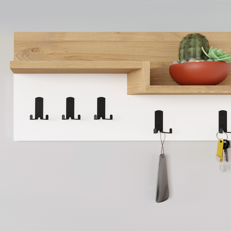 Κρεμάστρα Τοίχου Harmon Megapap Χρώμα Sapphire Oak - Λευκό 65X15X31Εκ.